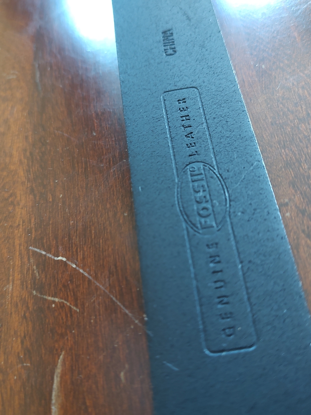 Fossil Black Leather Belt with Silver Rounded Buckle - Picture 9 of 12